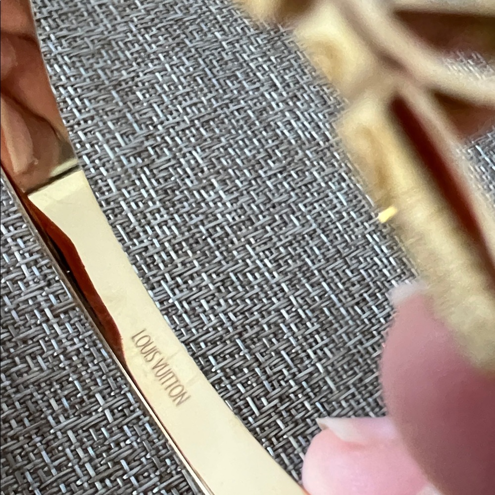 Lv Gold Logo Cutout Bangle Bracelet - Designer Style - Picture 2 of 3